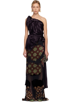 Dries Van Noten Purple Draped Satin Top