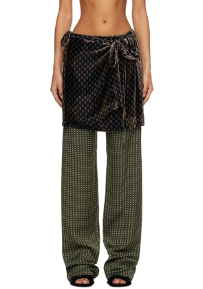Dries Van Noten Khaki Printed Skirt Pants