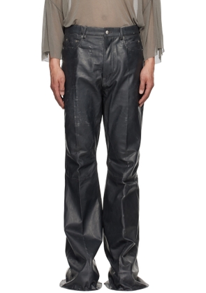 Rick Owens Black Hollywood Bolan Bootcut Leather Pants