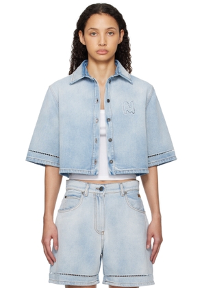 MSGM Blue Cropped Denim Shirt