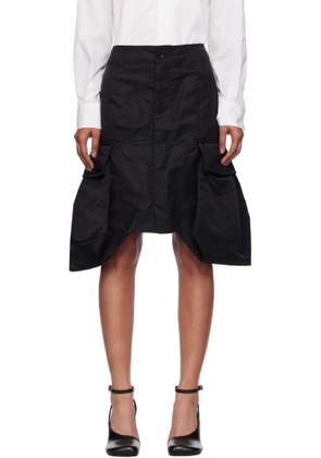 sacai Black Nylon Twill Midi Skirt