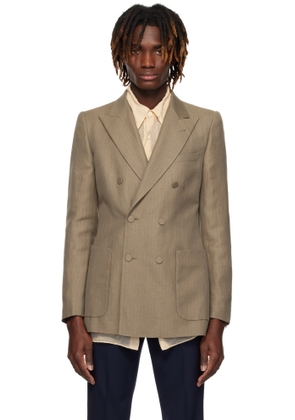 Dries Van Noten Tan Striped Blazer