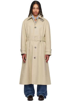 AMI Paris Beige Cotton Belted Mac Coat