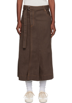 sacai Brown Asymmetrical Denim Midi Skirt