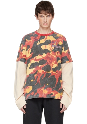 Who Decides War Orange & Black Flame Camo Double T-shirt