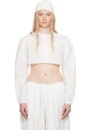 COLLEEN ALLEN White Cotton Crop Blouse