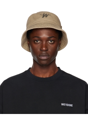 We11done Beige WD One Logo Bucket Hat