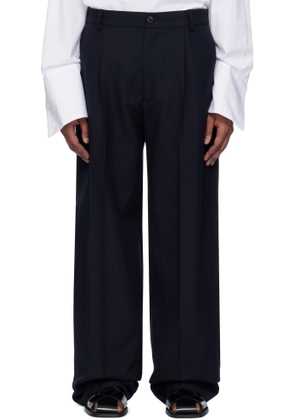 Dries Van Noten Navy Wool Serge Trousers
