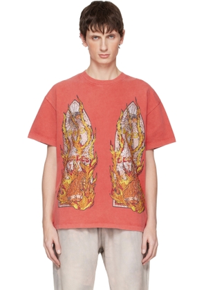 Who Decides War Red Rhinestone Flame Glass T-shirt