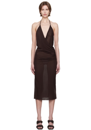 Rick Owens Brown Hollywood Draped Dress