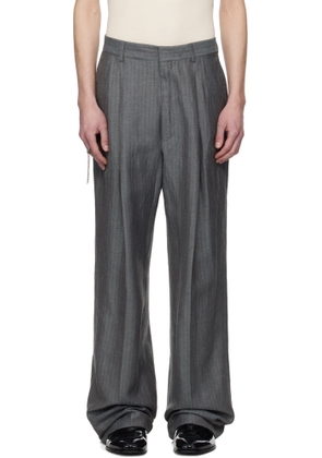 Dries Van Noten Gray Linen Straight Trousers