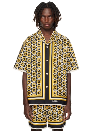 Valentino Black & Yellow Cotton Poplin Bowling Shirt
