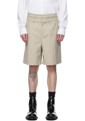 C2H4 Beige Intellectual Tailored Shorts