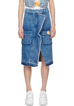 Moschino Jeans Blue Cargo Denim Midi Skirt