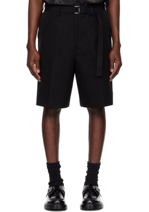 sacai Black Double-Faced Silk Cotton Shorts