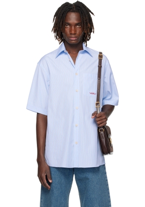 Valentino Blue Embroidered Cotton Shirt