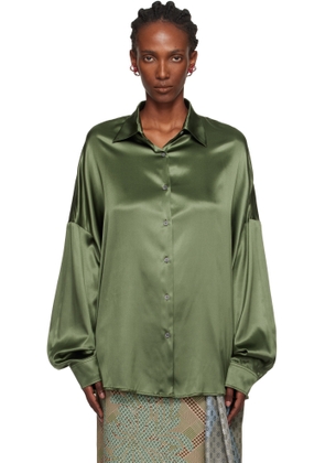 Dries Van Noten Green Silk Shirt
