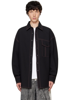 Feng Chen Wang Black Contrast Stitching Shirt