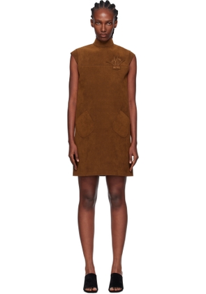 AO YES Brown Cap Sleeve Faux-Suede Minidress