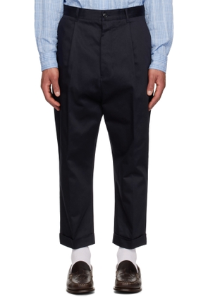 AMI Paris Navy Cotton Carrot Oversized Trousers