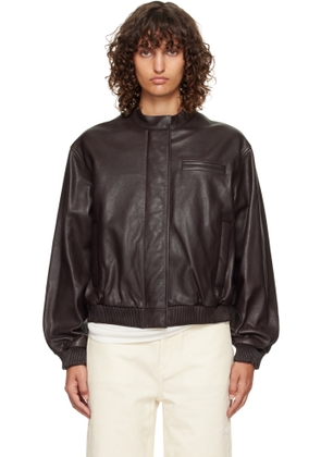 Loulou de Saison Brown Marlow Leather Bomber Jacket