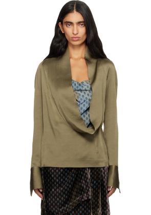 Dries Van Noten Khaki Crêpe Shirt