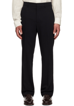 AMI Paris Black Wool Straight Fit Trousers
