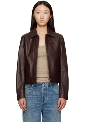 Loulou de Saison Brown Ascot Leather Jacket