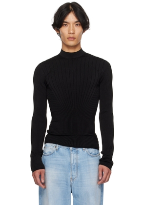 Mugler Black Sculpting Knit Sweater