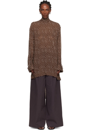 Dries Van Noten Brown Pussy-Bow Blouse