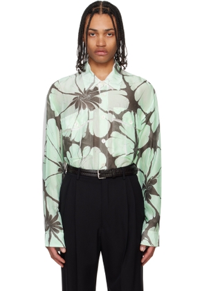 Dries Van Noten Green & White Printed Shirt