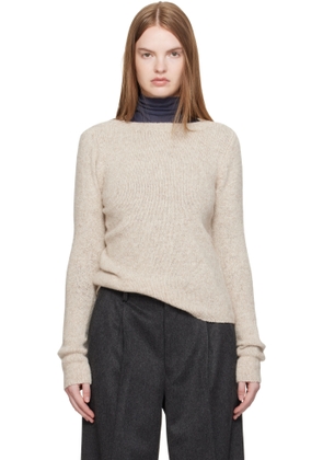 AURALEE Beige Cashmere Melange Knit Sweater