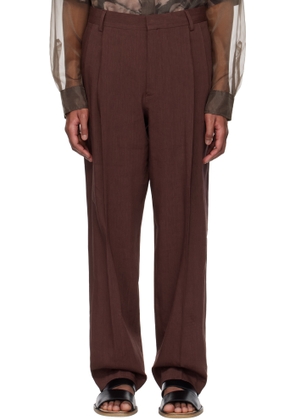 Dries Van Noten Burgundy Creased Trousers