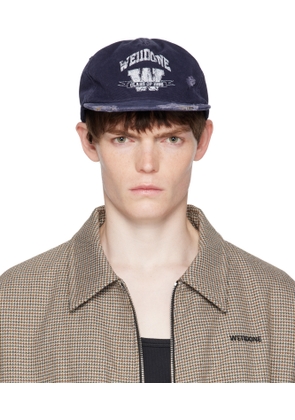 We11done Navy Distressed Collegiate Cap