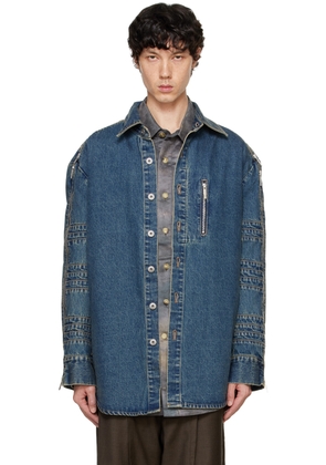 Feng Chen Wang Blue Zip Denim Jacket