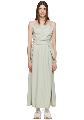 OPEN YY Green Gathered Midi Dress