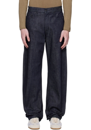 Mugler Navy Straight Raw Denim Jeans