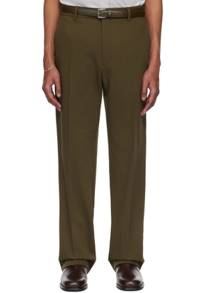 AMI Paris Khaki Wool Straight Fit Trousers