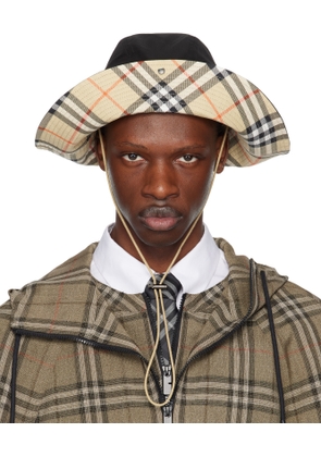 Burberry Black Check Brim Gabardine Bucket Hat