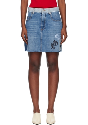 Marni Blue Stone Washed Patches Denim Miniskirt