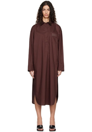 REMAIN Birger Christensen Burgundy Buttoned Midi Dress
