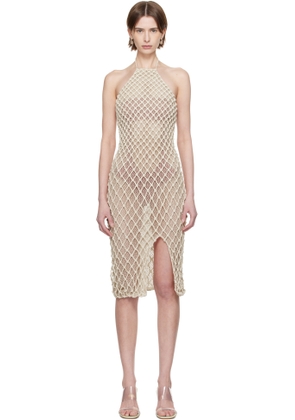 Isa Boulder SSENSE Exclusive Beige High Halter Neck Midi Dress