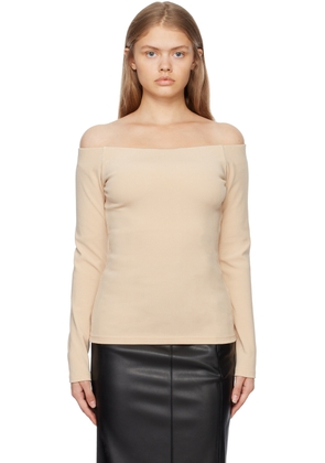 Esse Studios SSENSE Exclusive Beige Off-The-Shoulder Long Sleeve T-Shirt