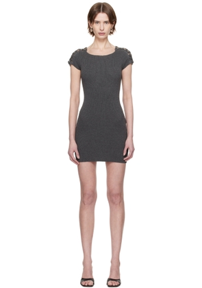Isa Boulder Gray Knitted Shoulder Minidress