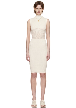 Isa Boulder Off-White Honeycomb Midi Dress