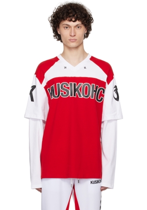 KUSIKOHC Red & White Baseball Long Sleeve T-shirt