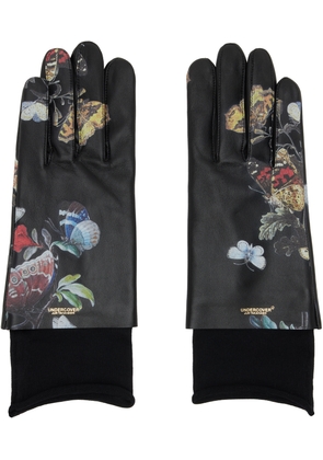 UNDERCOVER Black Seasonal Print Gloves