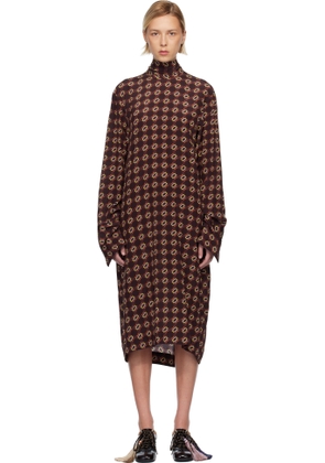 Dries Van Noten Burgundy Silk Midi Dress