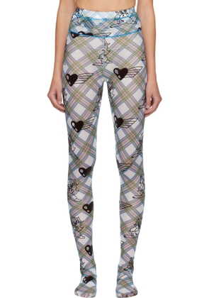 Chopova Lowena Blue & White Bunny Girl Argyle Mesh Leggings