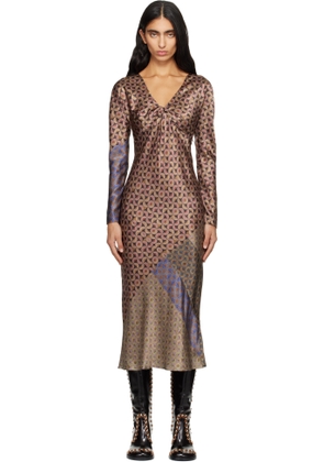 Dries Van Noten Multicolor Silk Midi Dress